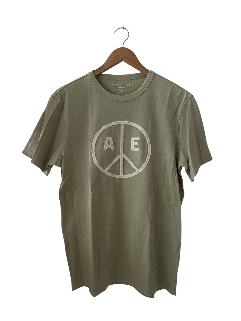 American Eagle Outfitters Olive Green AE Peace Logo Tee NWT sz Small